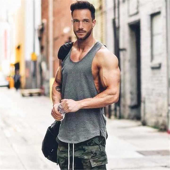 Cotton bodybuilding stringer tank top